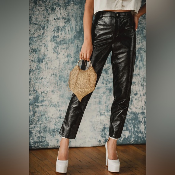 NWT Small 12th Tribe Shiloh Black Vegan Leather Pants - Picture 3 of 4